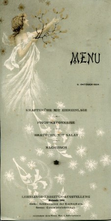 Speisekarte der Lehrlingsarbeiten Ausstellung 1904